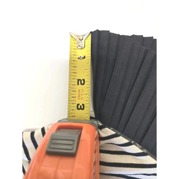 COS NWT Striped Shirt Size Medium Pleated Collar Womens Navy Blue and Off White - Picture 10 of 12